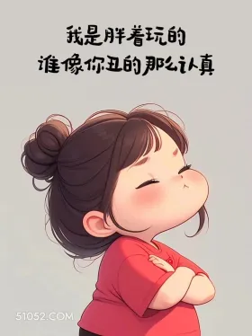 我是胖着玩的 谁像你 搞笑 语录 小女孩 插画