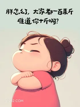 月胖怎么了，大家者都 搞笑 语录 小女孩 插画