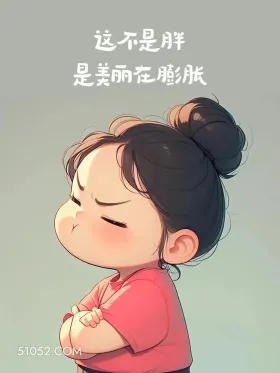 这不是胖 是美丽在膨 搞笑 语录 小女孩 插画