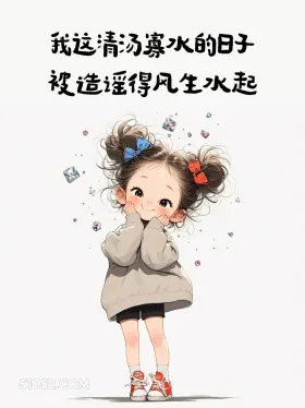 我这清汤寡水的日子 搞笑 语录 插画 小女孩