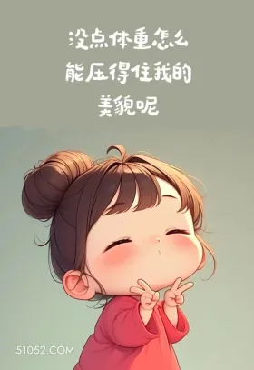 没点体重您么 能压得 搞笑 语录 小女孩 插画