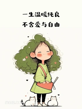 温暖纯良 小女孩 绿色头发 树 短句