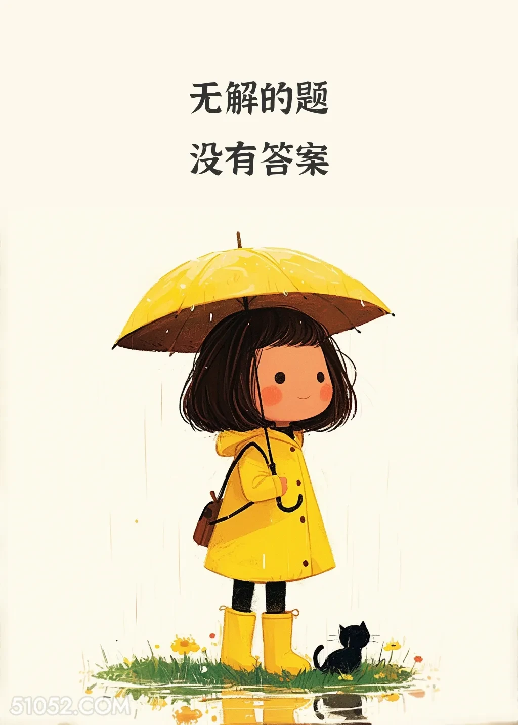 无解的题没有答案 短发小女孩 黄色雨衣 短句 文案