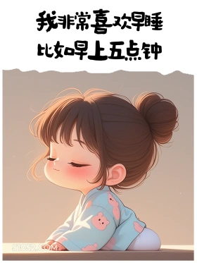 早上五点睡觉 小女孩 熬夜 搞笑文案 发朋友圈