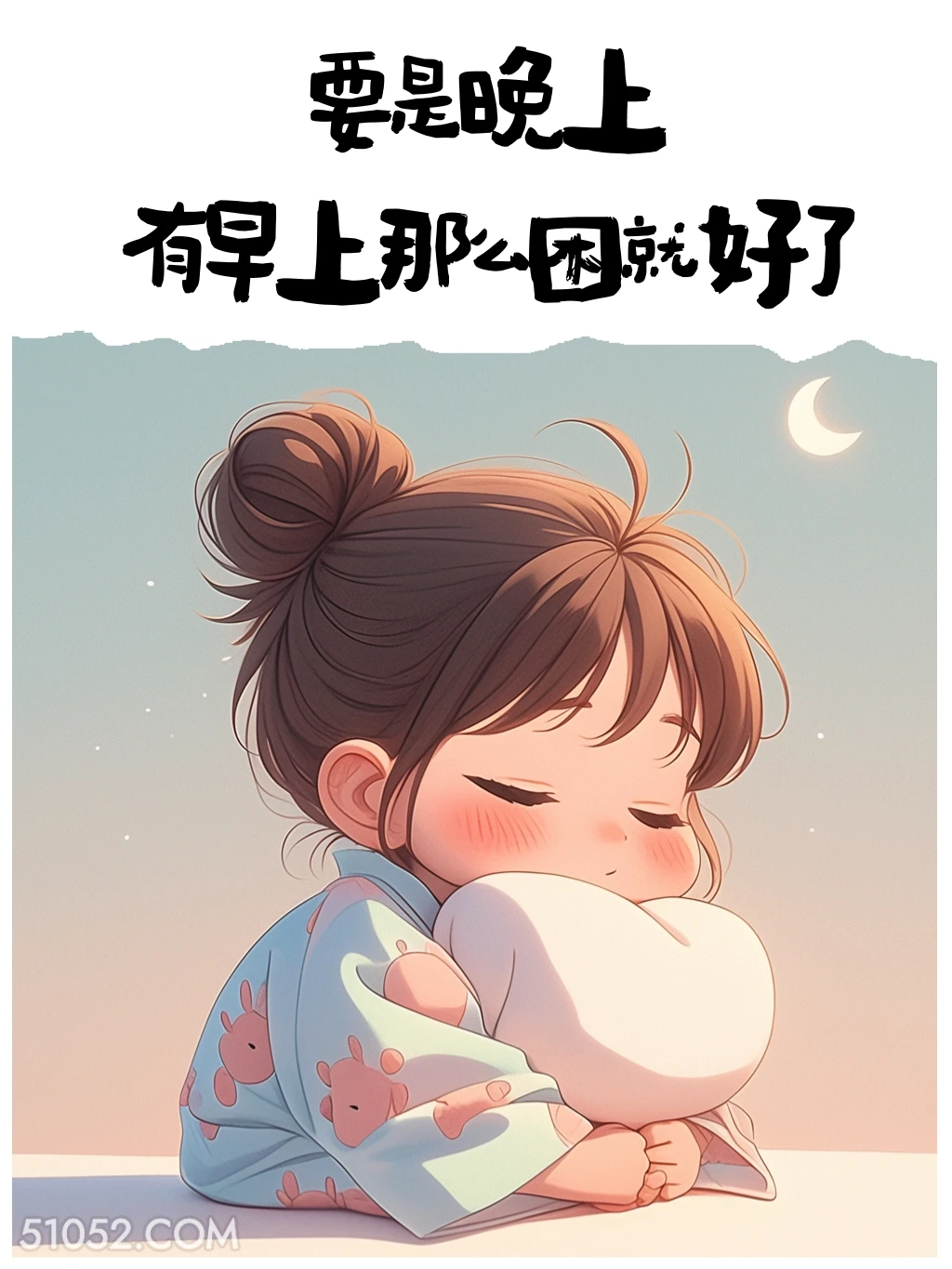 晚上有早上那么困就好 小女孩 熬夜 搞笑文案 发朋友圈