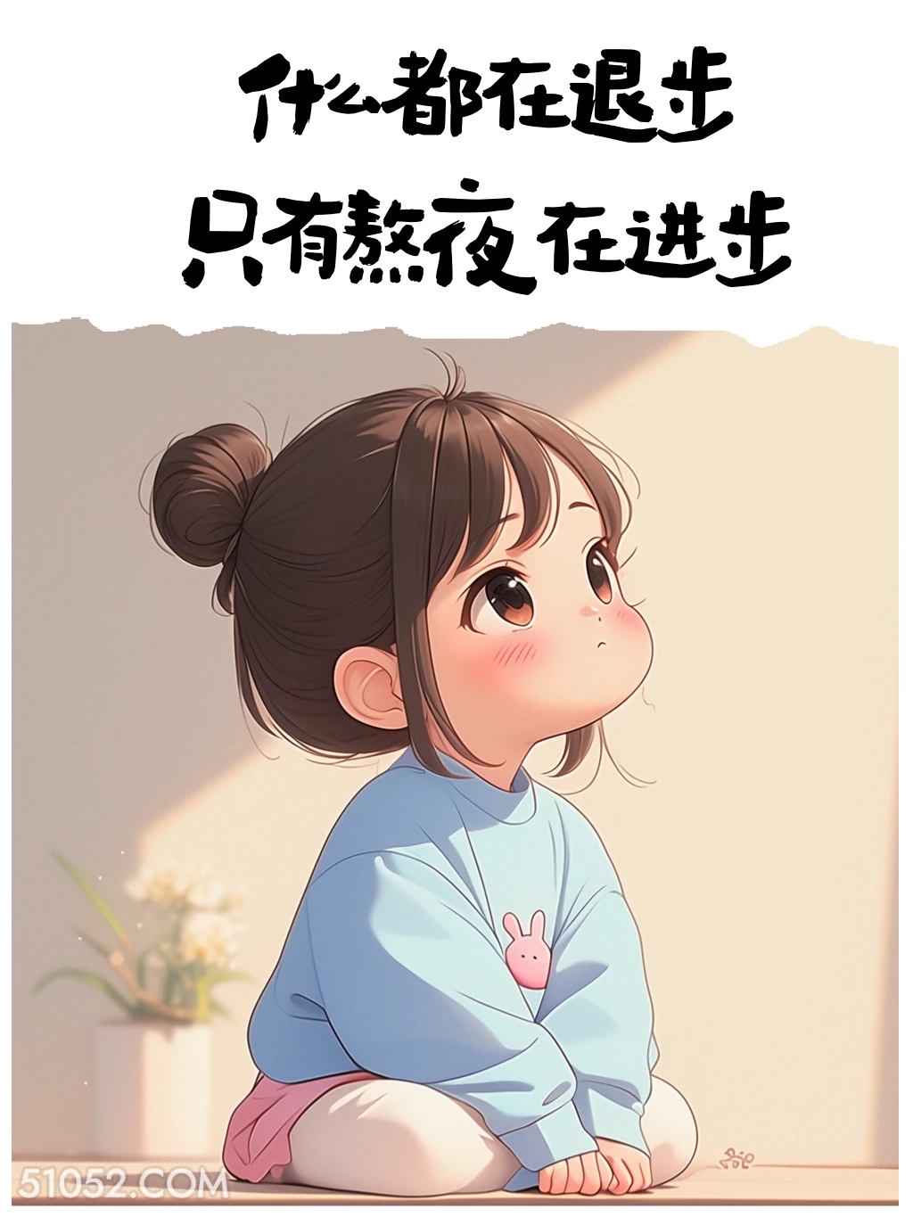 熬夜在进步 小女孩 熬夜 搞笑文案 发朋友圈