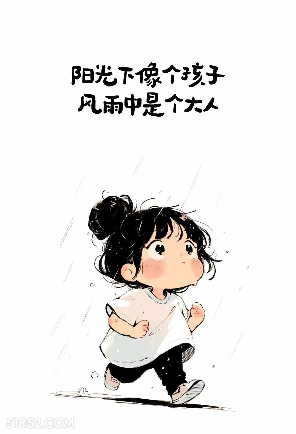 风雨中是个大人 小女孩 六一儿童节 文案 发朋友圈