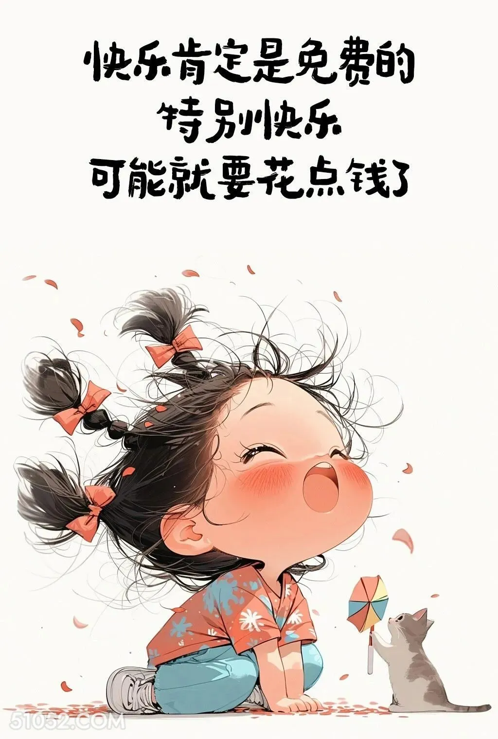 特别快乐要花钱 小女孩 搞笑文案 发朋友圈