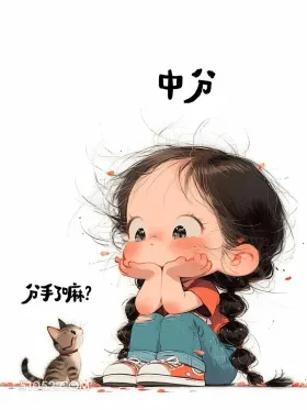 中分 小女孩 搞笑文案 发朋友圈