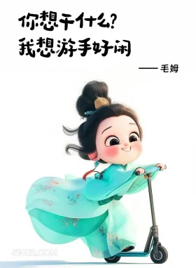 想游手好闲 小女孩 中国风 搞笑文案 发朋友圈