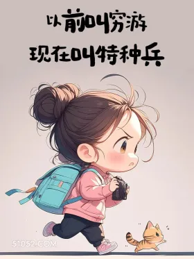 穷游=特种兵 小女孩 没钱 穷 搞笑文案