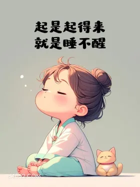 小女孩 发疯 搞笑文案 起是起得来 就是睡不醒