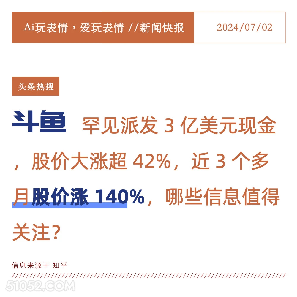 斗鱼股票飞涨 2024年7月5日 新闻 头条热搜