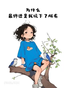 最终还是我扛下了所有 小女孩 蓝色衣服 搞笑文案 发朋友圈