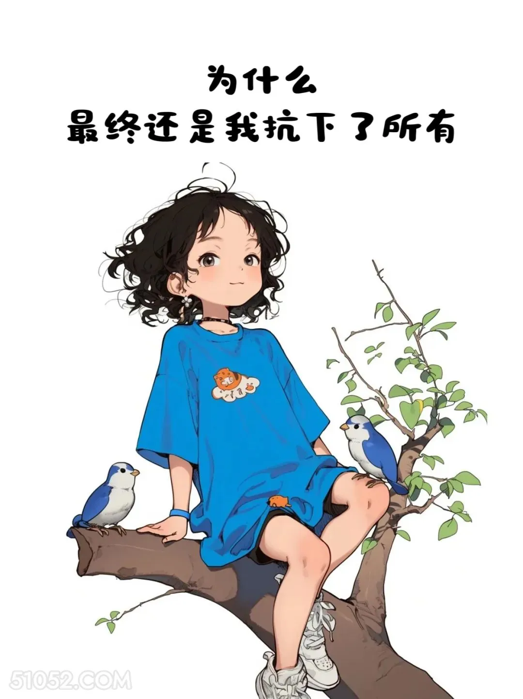 最终还是我扛下了所有 小女孩 蓝色衣服 搞笑文案 发朋友圈