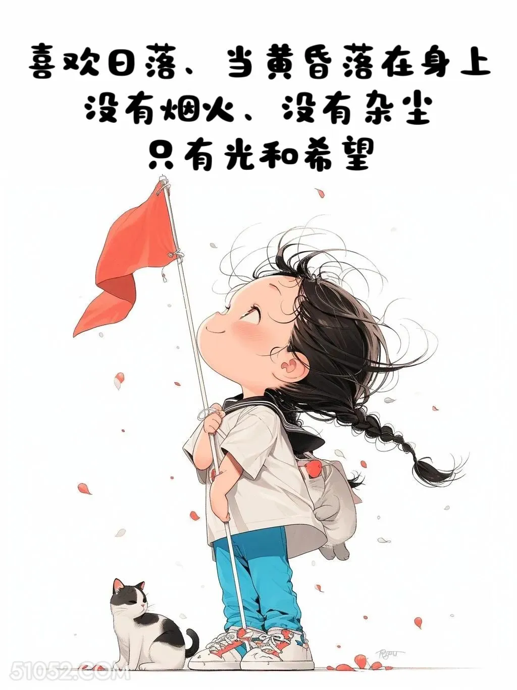 喜欢日落 小女孩 发朋友圈 治愈 文案