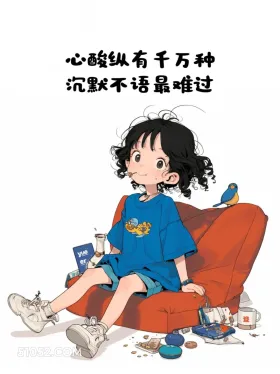 沉默不语最难过 小女孩 蓝色衣服 累了 文案 治愈