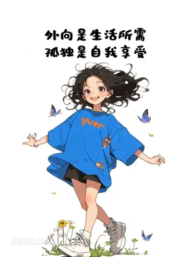 孤独是自我享受 小女孩 蓝色衣服 累了 文案 治愈