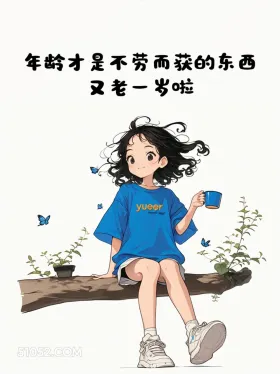 年龄不劳而获 小女孩 蓝色衣服 生日 文案 搞笑文案