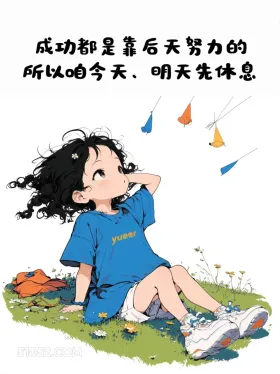 背下来让你开心一整天 开心 小女孩 搞笑文案 蓝色衣服