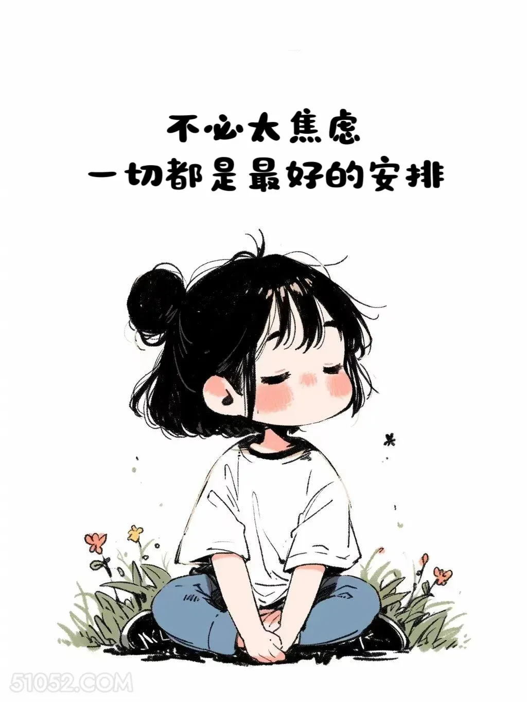 不必太焦虑 小女孩 治愈短句 文案