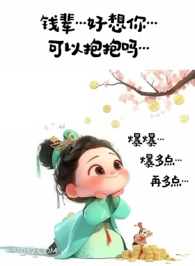 小女孩 中国风 幽默 搞笑文案 钱辈…好想你… 可以抱抱吗… 爆爆 爆多点… 再多点…