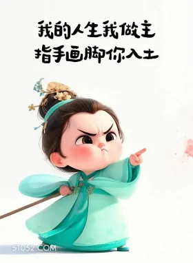 小女孩 中国风 幽默 搞笑文案 我的人生我做主 指手画脚你入土