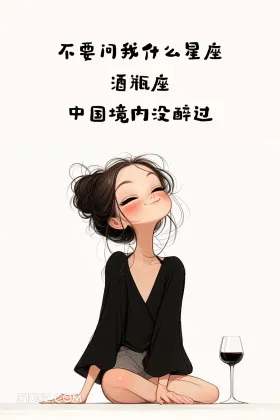 成熟女人 喝酒 搞笑文案 不要问我什么星座 酒瓶座 中国境内没醉过