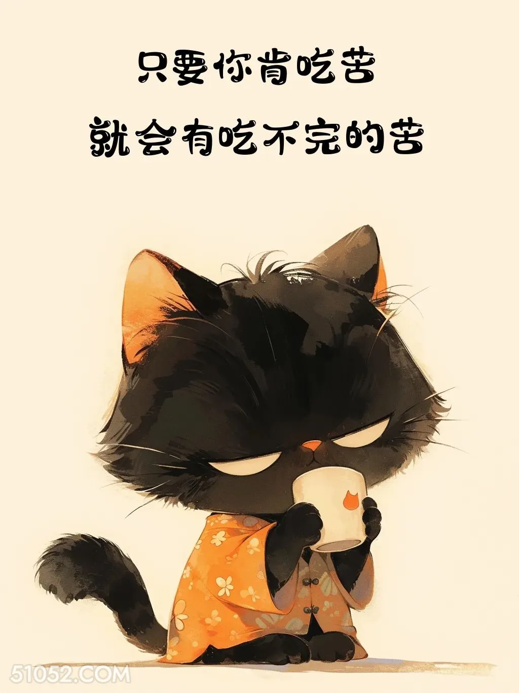 肯吃苦就会有吃不完的苦 黑猫 歪理 搞笑文案