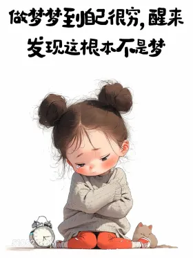 很穷,不是做梦 小女孩 没钱 贫穷 搞笑文案