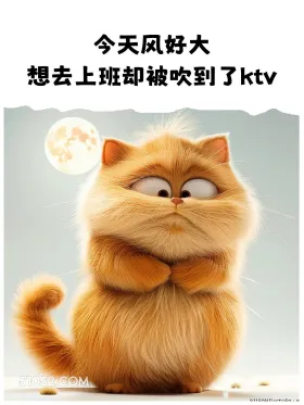 风好大被吹到ktv 加菲猫 胡说八道 搞笑文案