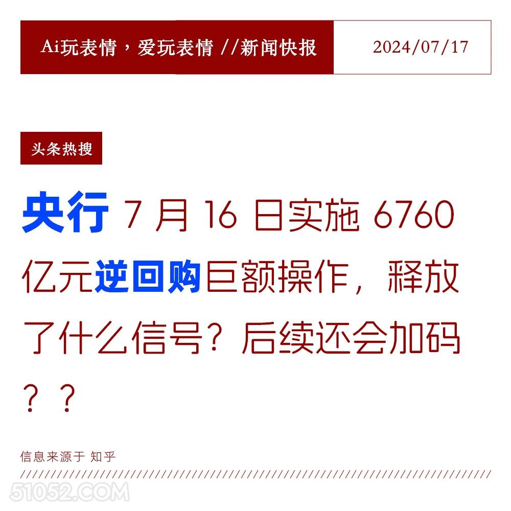 央行逆回购 2024年7月17日 新闻 头条热搜