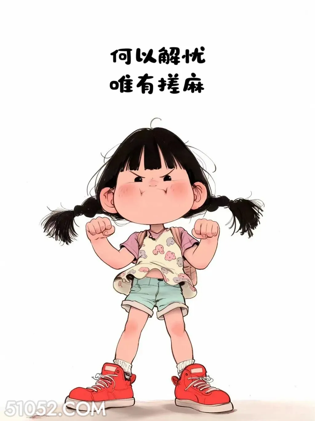 何以解忧唯有搓麻 小女孩 打麻将 搞笑文案