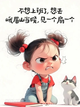 不想上班了,想当猴 小女孩 上班 打工人 搞笑文案