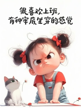 很喜欢上班,牢底坐穿 小女孩 上班 打工人 搞笑文案