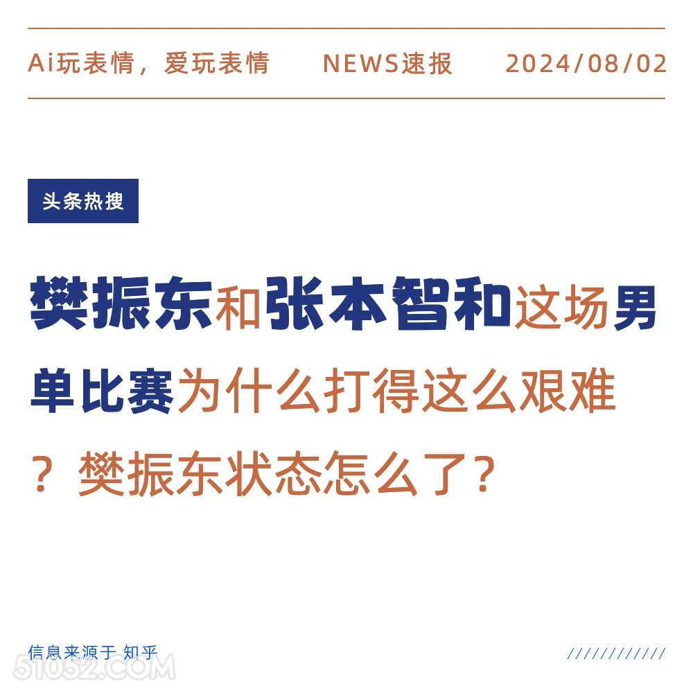 樊振东和张本智和男单比赛为何打的如此艰难？ 新闻 头条热搜 2024年8月2日