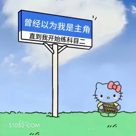 曾以为我是主角，直到科目二 kitty猫 学车 搞笑文案