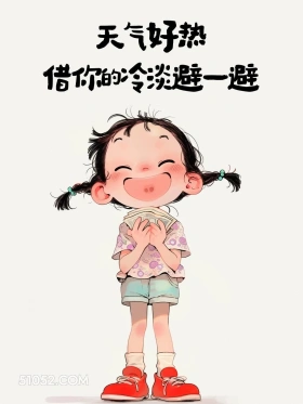 好热，借你的冷淡避避 小女孩 天气热 搞笑文案