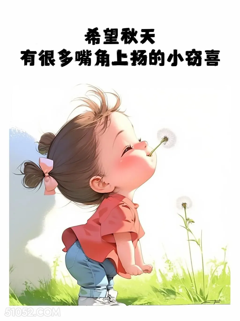 希望秋天有很多嘴角上扬的小窃喜 小女孩 立秋 秋天 文案