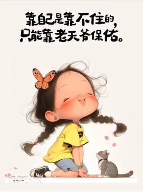靠不住自己,只能靠老天爷保佑 小女孩 笑死了 搞笑文案