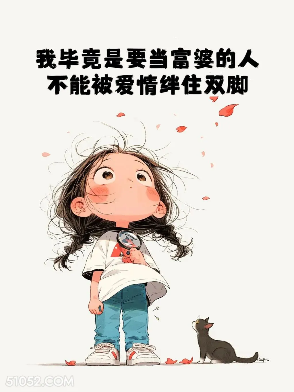 我要当富婆，不能被爱情绊住手脚 小女孩 七夕节 搞笑文案