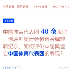 中国体育代表团40金收官 新闻 头条热搜 2024年8月12日 甲辰年壬申月戊申日