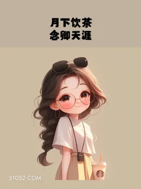 月下饮茶，念君天涯 小女孩 想你 文案