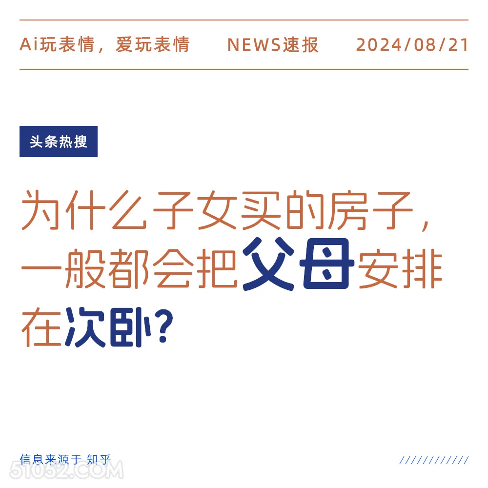 为什么子女买房都会把父母安排在次卧 新闻 头条热搜 2024年8月21日 甲辰年壬申月丁巳日