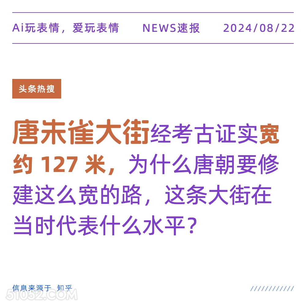 唐朱雀大街宽约127米 新闻 头条热搜 2024年8月22日 甲辰年壬申月戊午日