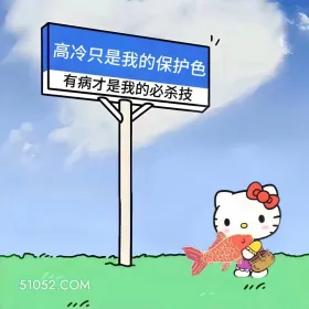 高冷是我的保护色，有病才是必杀技 kitty猫 搞笑女 搞笑文案