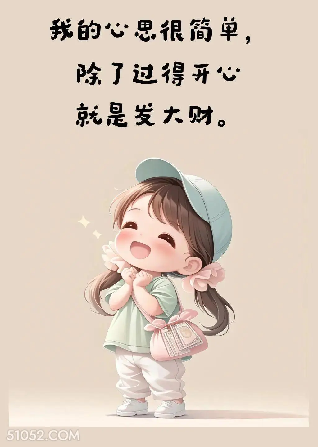 心思很简单，除了开心就是发财 小女孩 笑死了 搞笑文案 发朋友圈