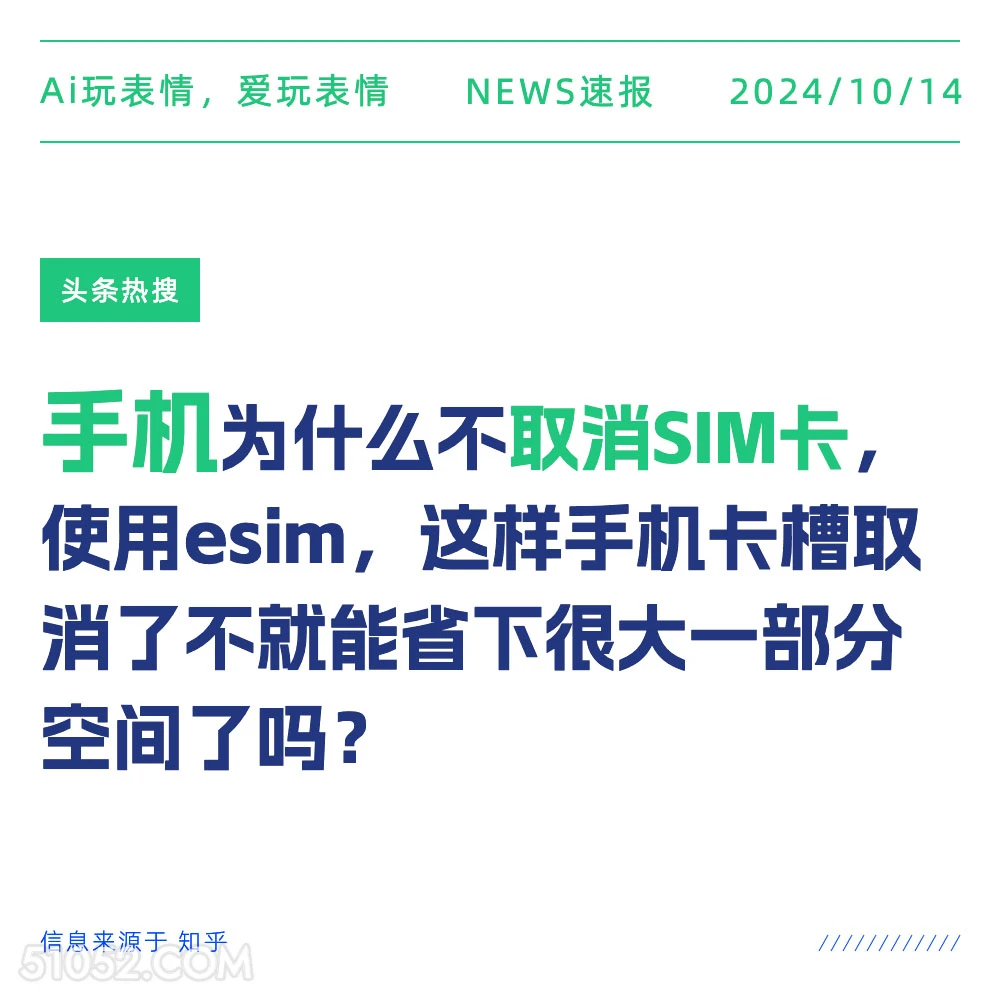 手机为什么不取消sim卡 新闻 头条热搜 2024年10月14日 甲辰年甲戌月辛亥日