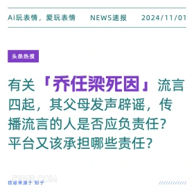 乔任梁死因 2024年11月1日 新闻 头条热搜