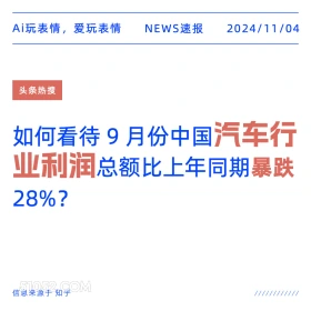 汽车行业利润暴跌 2024年11月04日 头条热搜 每日热搜